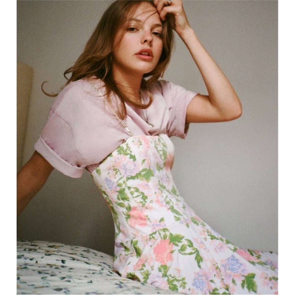NWT Zara Mini Floral Spaghetti Strap Dress Blogger Favorite Sz XS - Picture 1 of 13